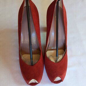 Enzo Angiolini dark red suede heels